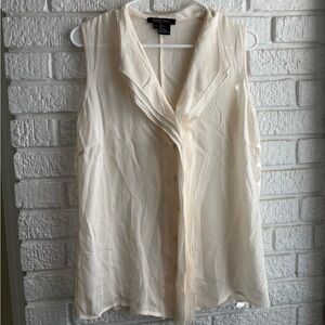 Etcetera Cream Sleeveless Draped Collar Button-Front Blouse